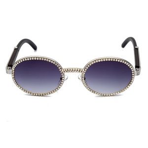 Vintage Round Rhinestone Sunglasses Dark